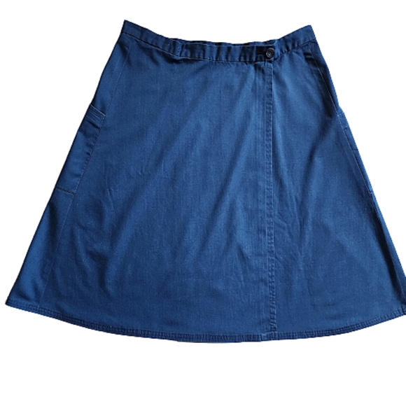 Womens M Vintage Handmade Blue A-Line Reversible Wrap-Around Cotton Split Skirt - Picture 4 of 7